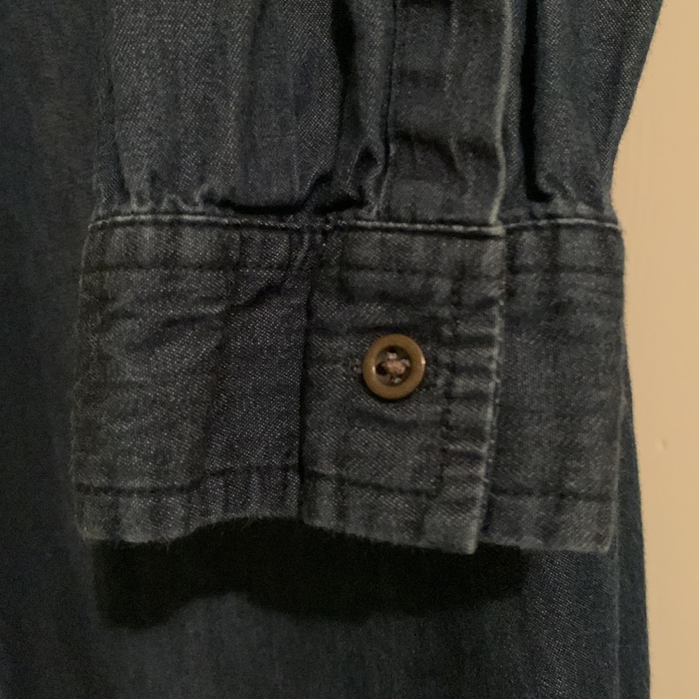 Denim Shirtdress Curved Hem, Long Sleeve, Button Front & Cuffs, Multi-Season EUC - Picture 5 of 6